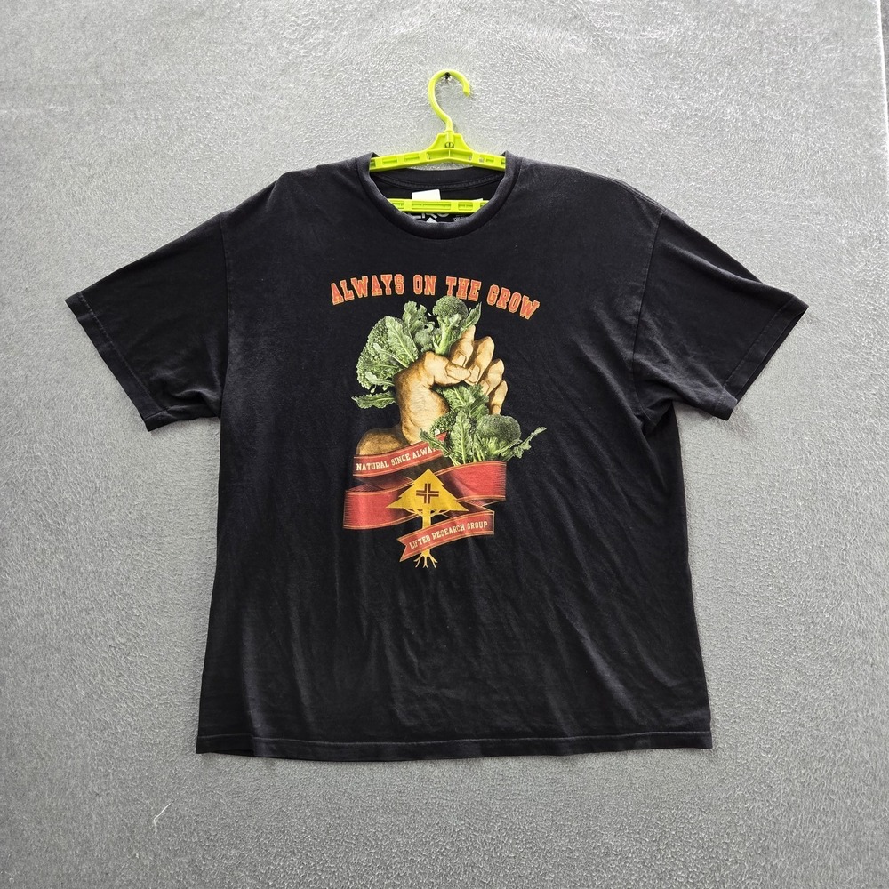 LRG Men Shirt XL Black Graphic Hand Vegetables Tee Logo Short Sleeve